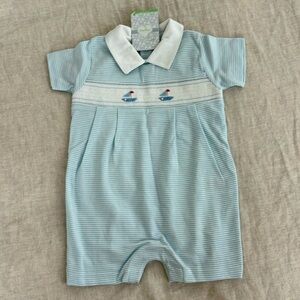 Sailboat playsuit with smocking